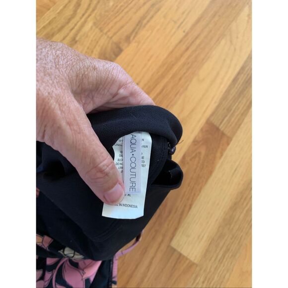 AQUA COUTURE One Piece Swimsuit Black Orange Pink Florals - Picture 4 of 9